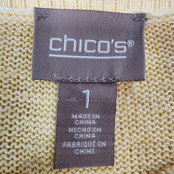 Chico's Women Pullover Sweater Size 1 US Medium Boat Neck Ribbed 3/4 sleeve Knit - Picture 6 of 9